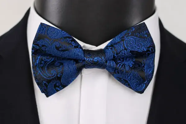 Black and Blue Paisley Bow Tie image 0