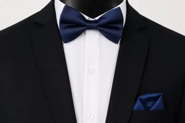 Navy Blue Satin Bow Tie image 0