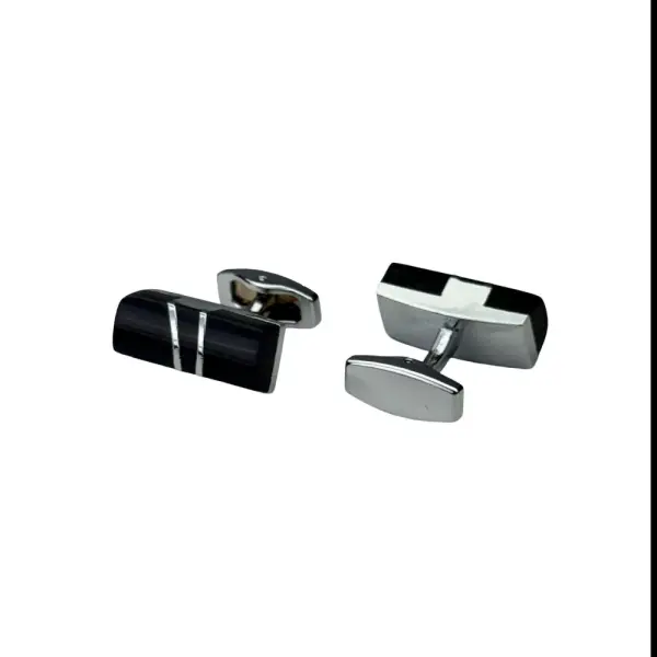 Black Cufflink Curved Rectangel image 1