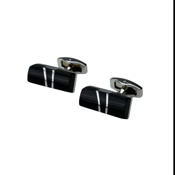 Black Cufflink Curved Rectangel image 0