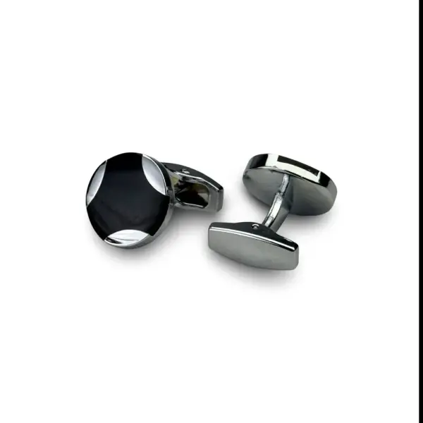 Black Cufflink Round image 1