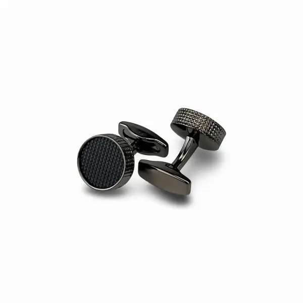 Black  Cufflink Round image 0
