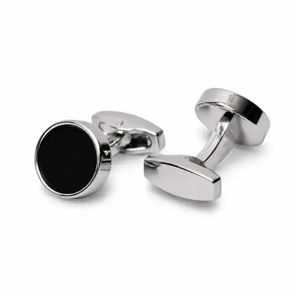 Silver  Cufflink Round image 1