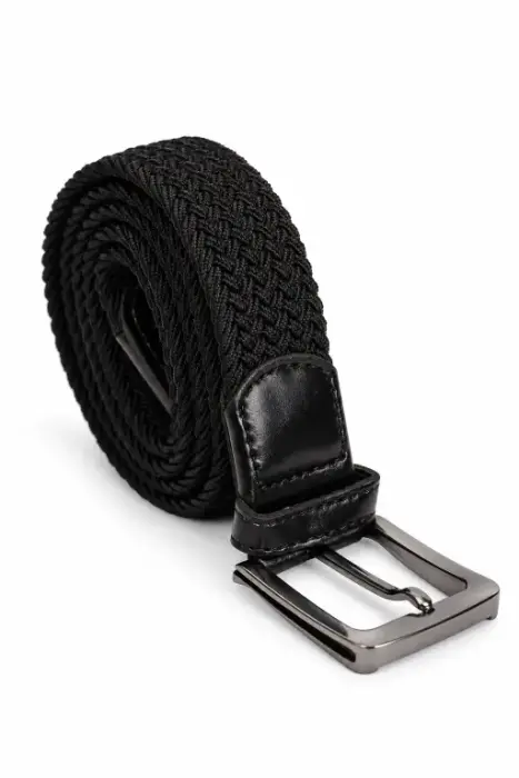 Men's Braided Elastic Belt with Metal Buckle image 1