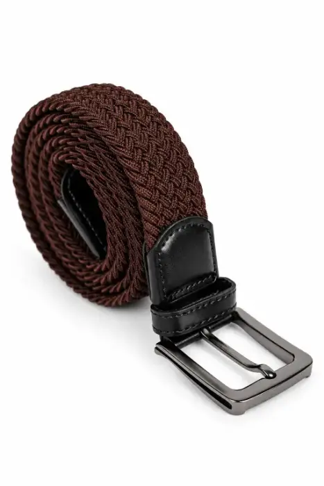 Men's Braided Elastic Belt with Metal Buckle image 1
