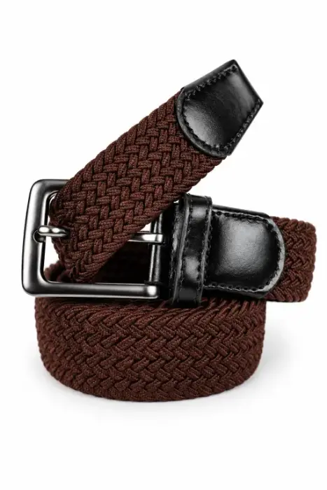 Men's Braided Elastic Belt with Metal Buckle image 2