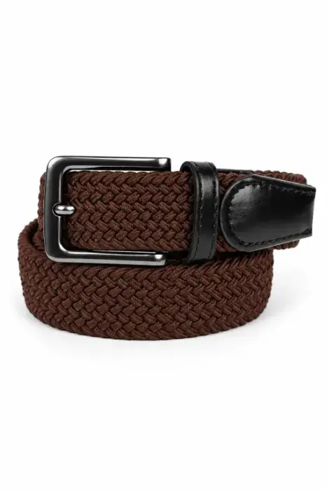 Men's Braided Elastic Belt with Metal Buckle image 0