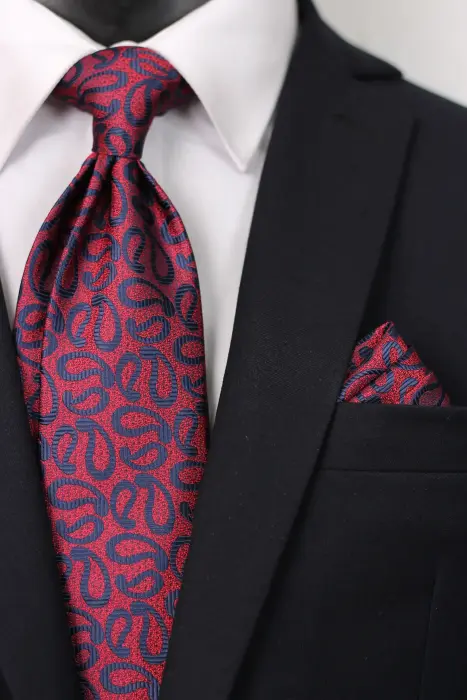 Paisley Super Microfiber Neck Tie With Hanky - Between 8 cm image 0