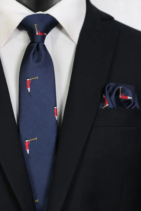 Graphic Jaquard Neck Tie With Hanky Medium 7 cm image 0