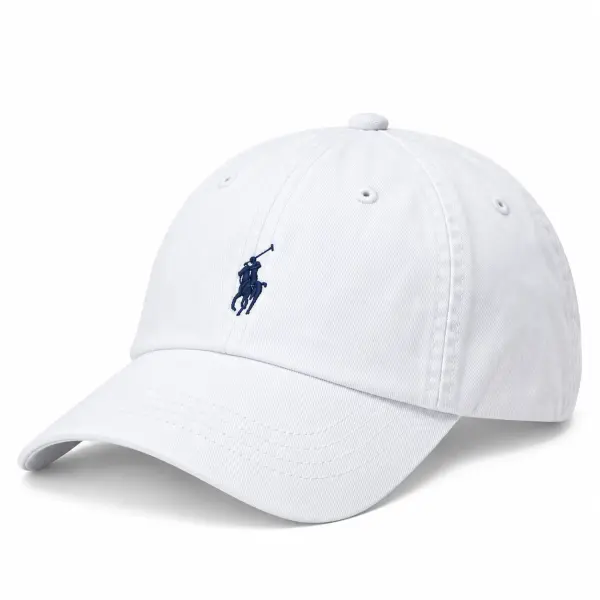 Cotton Chino Ball Cap White Pony Navy Logo image 0