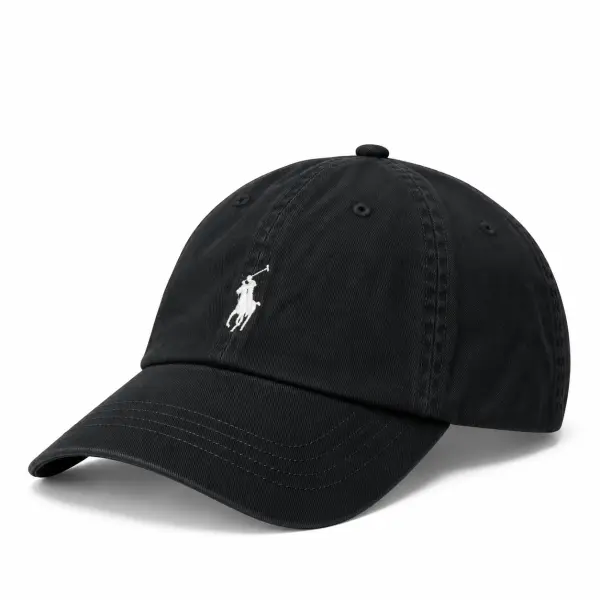 Cotton Chino Ball Cap Black-WhitePony Logo image 0