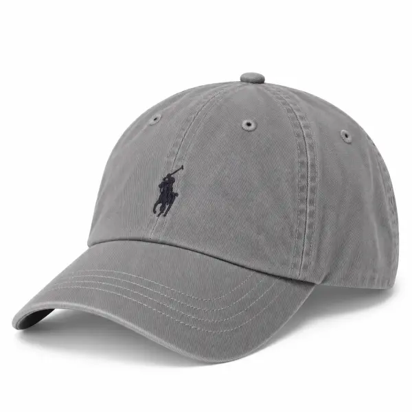 Cotton Chino Ball Cap Dark Grey Pony Logo image 0