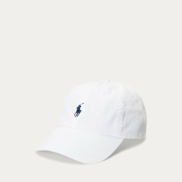Cotton Chino Ball Cap White Pony Navy Logo image 1