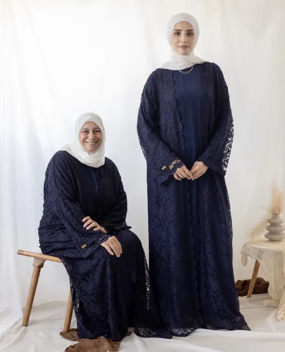 Lace Dark blue abaya image 6