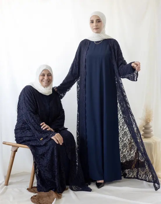 Lace Dark blue abaya image 0