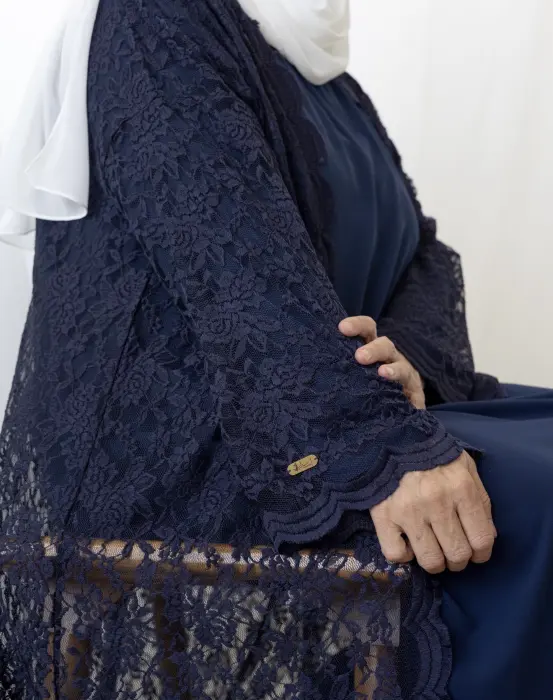 Lace Dark blue abaya image 1