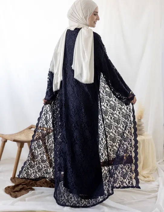 Lace Dark blue abaya image 8