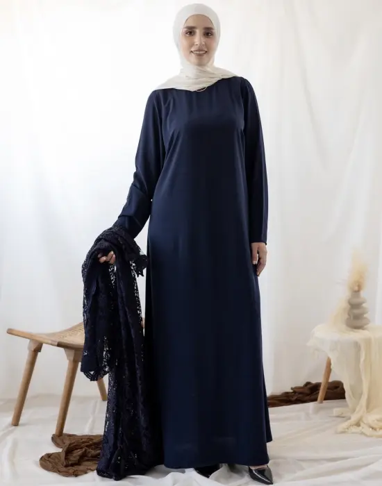 Lace Dark blue abaya image 11