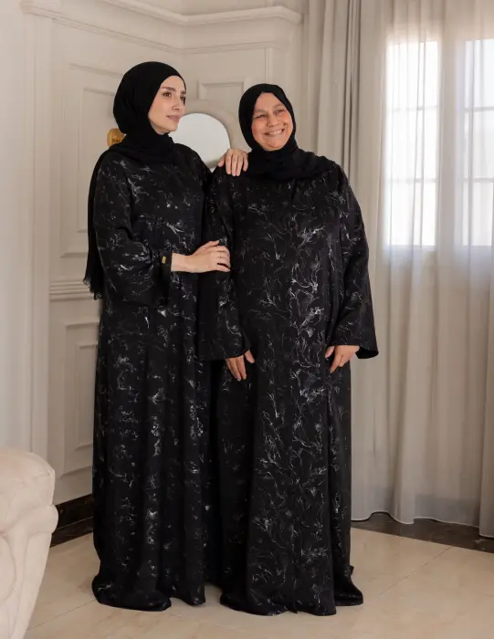 عبايه خامه جاكار حرير اسود في جراي image 5