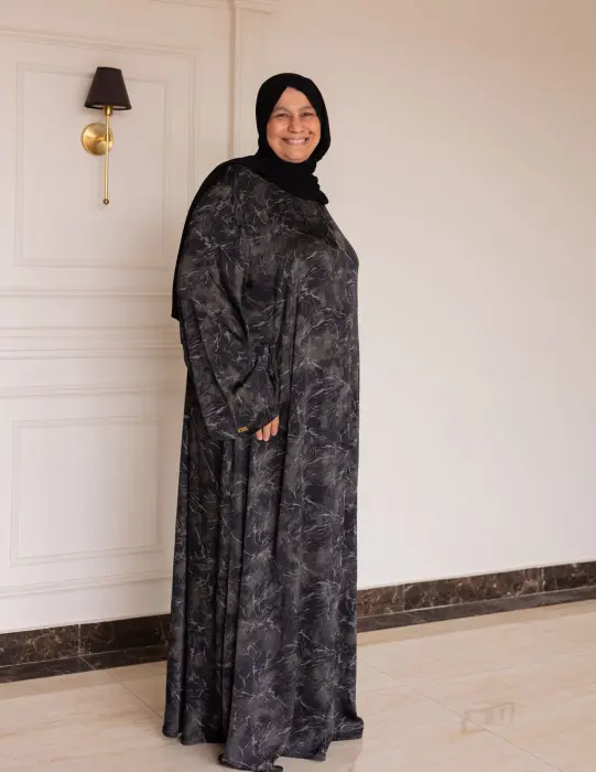 عبايه خامه حرير جاكار اسود منقوش image 6