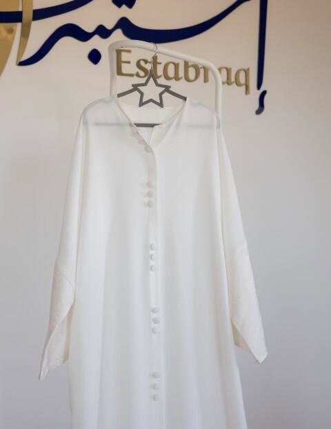 White Abaya with bockets image 7