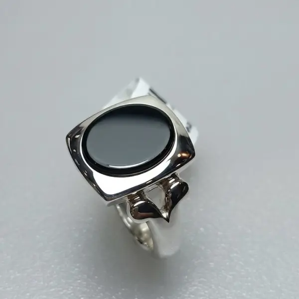 Natural 3.50 Ct. Brazilian Black Onyx Special Handmade Silver Men's Ring image 0