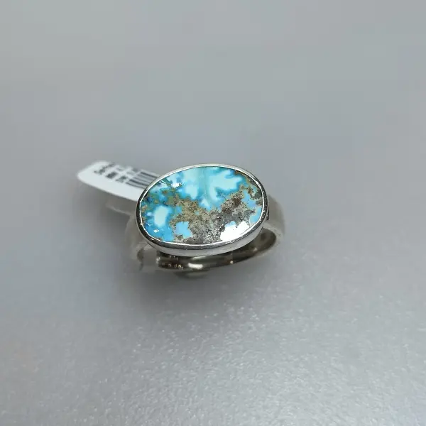 Natural 5.39 Ct. Neyshabur Turquoise Handmade Silver Men's Ring image 0