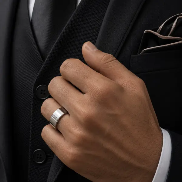 Elegant Men's Stainless Steel Ring with Cubic Zirconia image 1