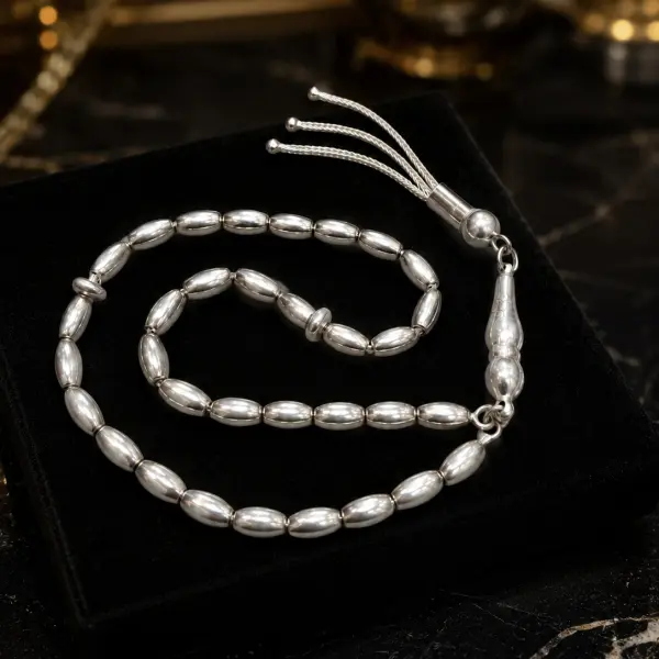 Premium Silver Prayer Rosary | 33 Beads image 1