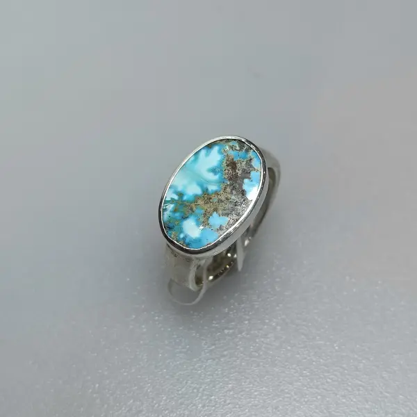 Natural 5.39 Ct. Neyshabur Turquoise Handmade Silver Men's Ring image 1