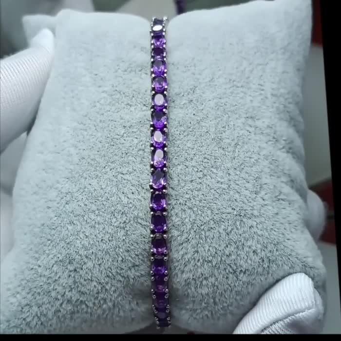 Natural African Amethyst Silver Bracelet – 43 Gemstones image 2