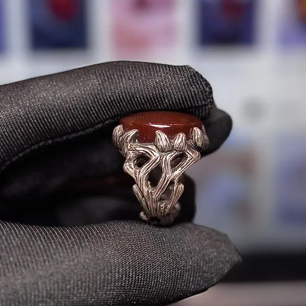 Natural Untreated  Kabadi Yemeni Agate Handmade Silver Men's Ring image 1
