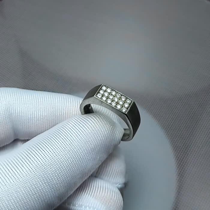 Natural Diamonds Silver Men's Ring image 2