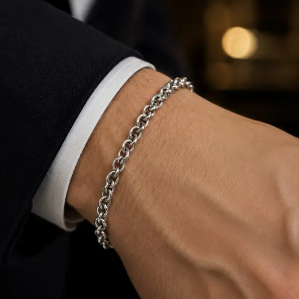 925 Sterling Silver Italian Chain Bracelet image 0