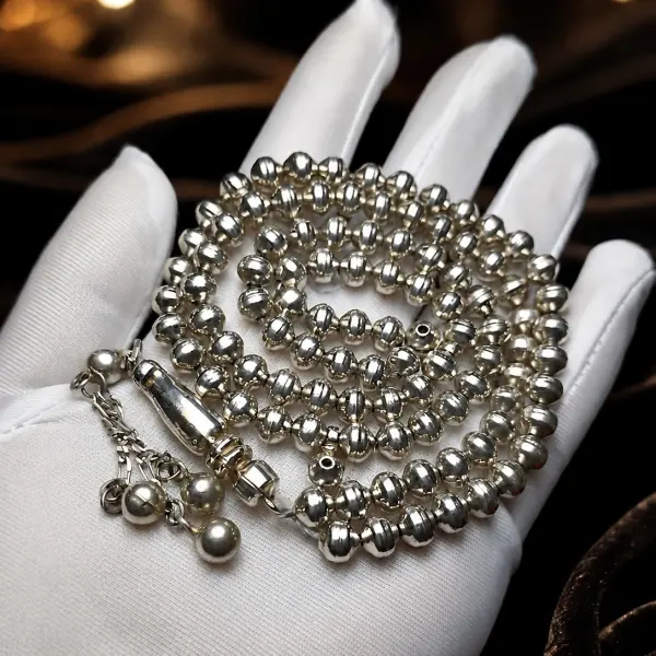 99-Bead 925 Sterling Silver Prayer Rosary (Misbaha) image 1