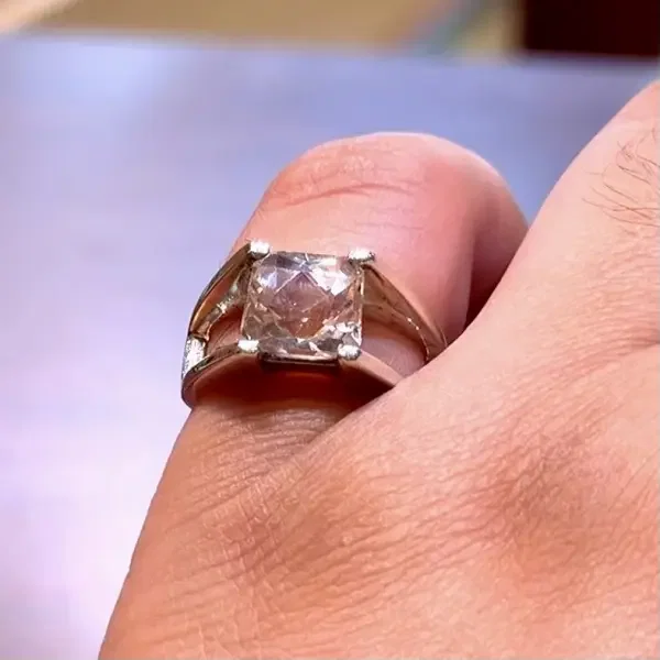 Natural 5.56 ct. White Topaz Silver Men Ring image 0