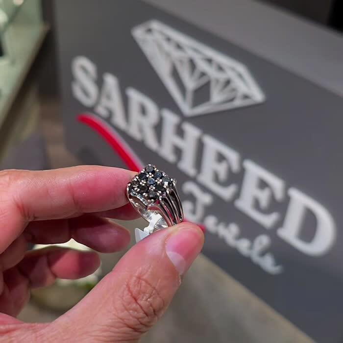 Natural Black Diamonds 1.69 Ct. Silver Men's Ring – 9 Diamonds image 1
