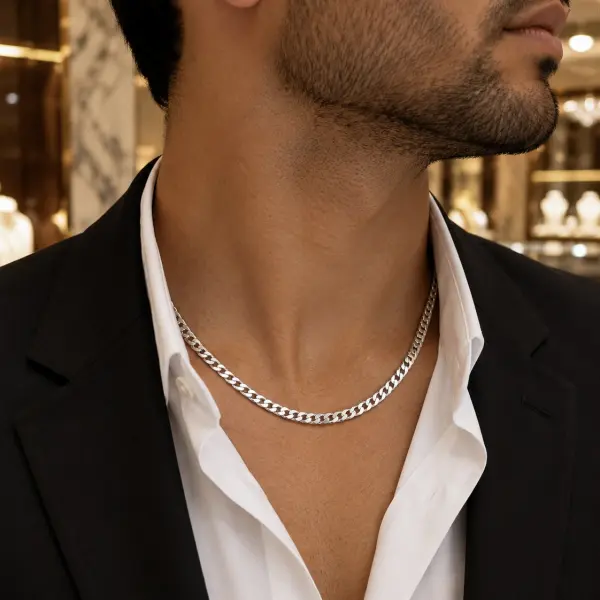 925 Sterling Silver Italian Curb Chain for Men image 0