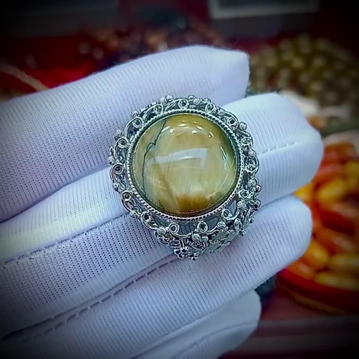 Natural African Tiger’s Eye Royal Filigree Silver Ring image 2