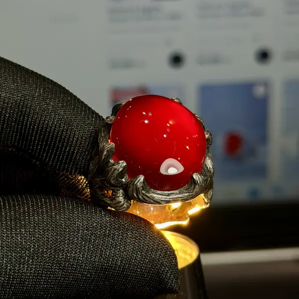 Natural Untreated  Kabadi Yemeni Agate Handmade Silver Men's Ring image 2