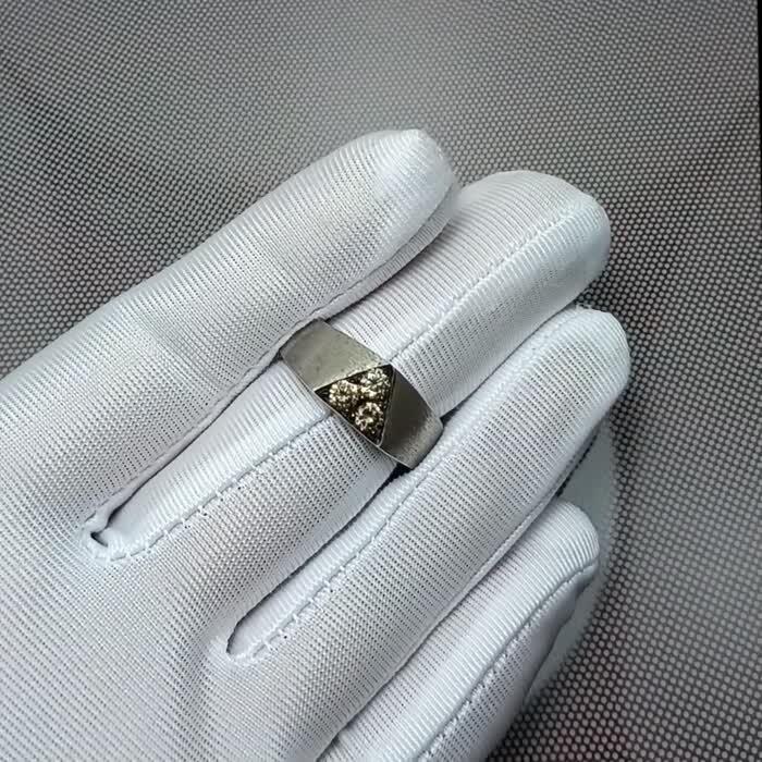 Natural Brown Diamonds Silver Men's Ring image 1