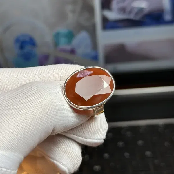 Natural Agate (Fancy Cut) Brazil Silver Men Ring image 0