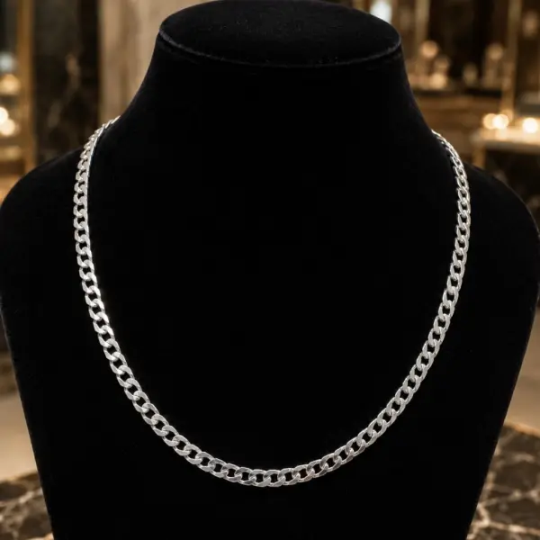 925 Sterling Silver Italian Curb Chain for Men image 1