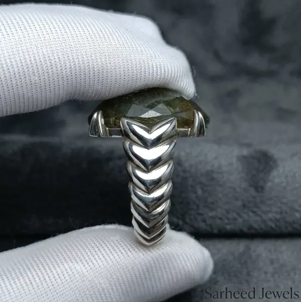 Natural African Labradorite Special Handmade Silver Men's Ring image 1