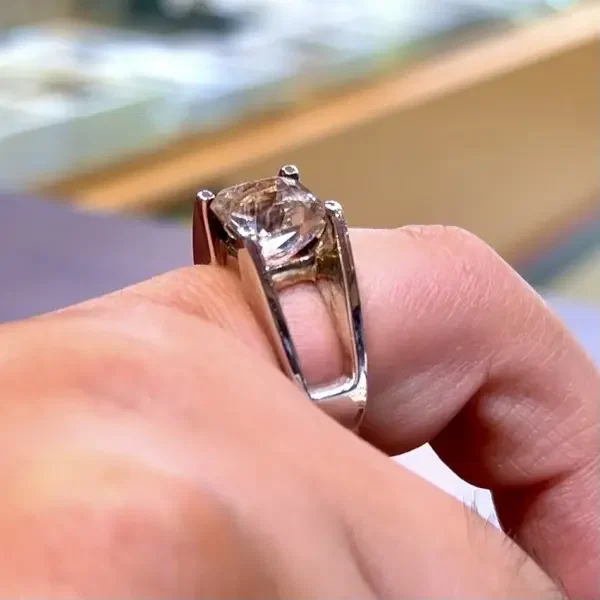 Natural 5.56 ct. White Topaz Silver Men Ring image 1