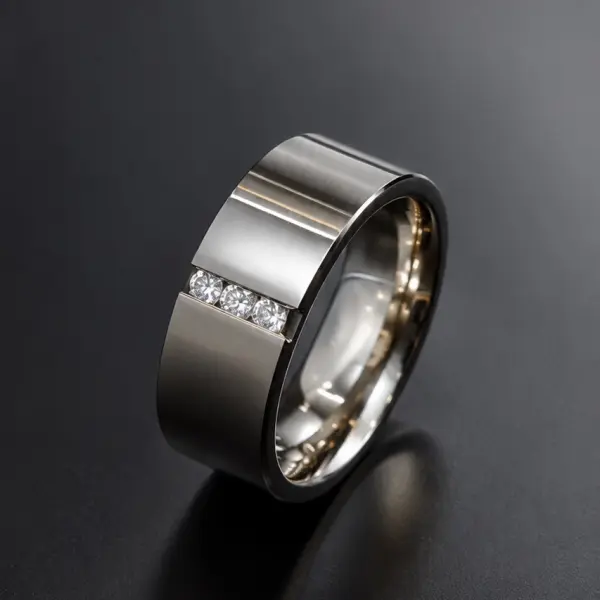Elegant Men's Stainless Steel Ring with Cubic Zirconia image 0