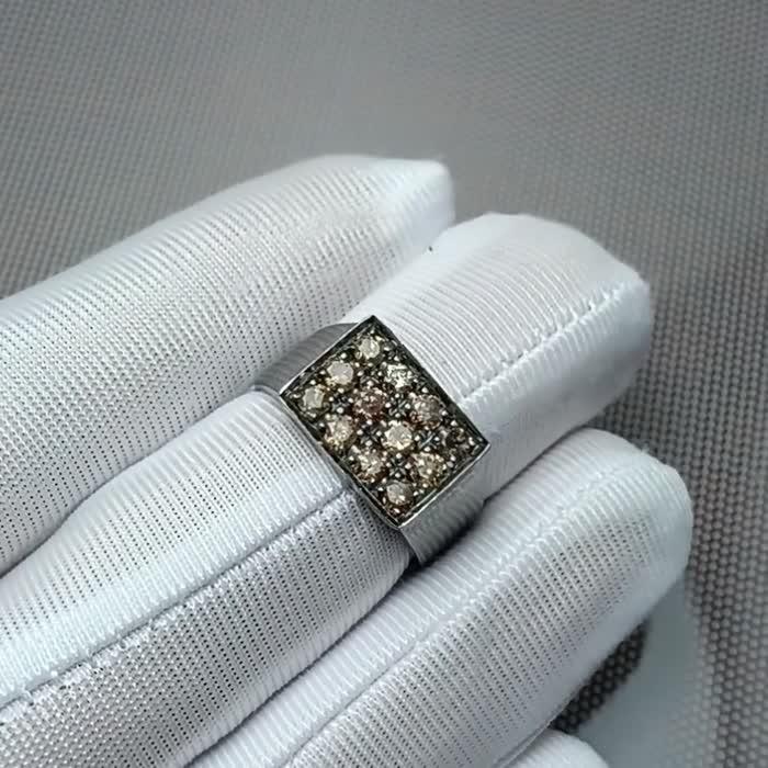Natural Brown Diamonds Handmade Silver Men's Ring – Black Rhodium Plated image 2