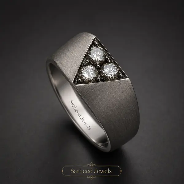 Natural Brown Diamonds Silver Men's Ring image 0