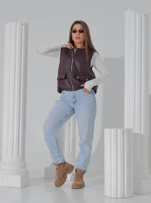 Faux Leather Utility Vest image 0