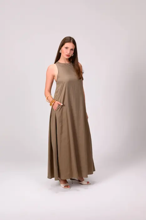 Light Sleeveless Olive Dress image 1